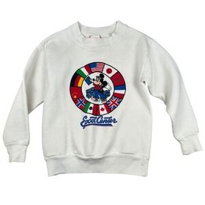Vintage Disney Epcot Center Mickey Sweatshirt Kids Small 6-8 World Flags 90s